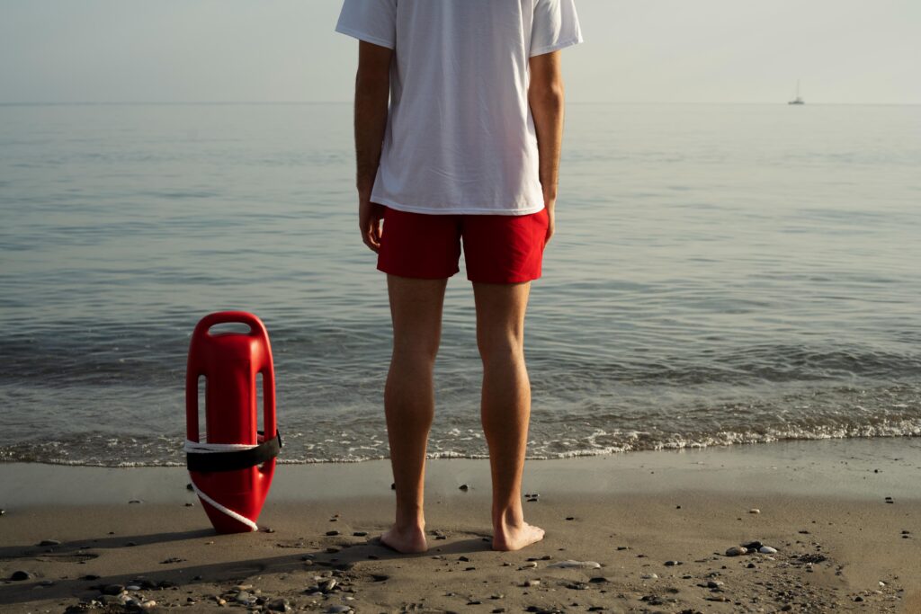 a person preparing to rush to save people on the ocean