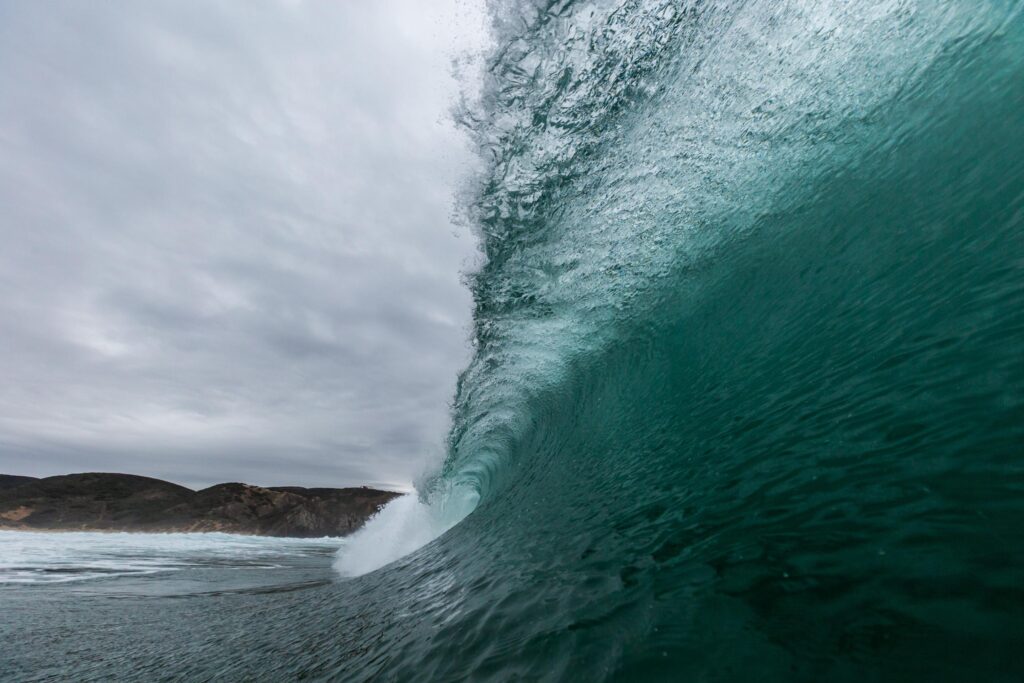 an ocean wave about to crash