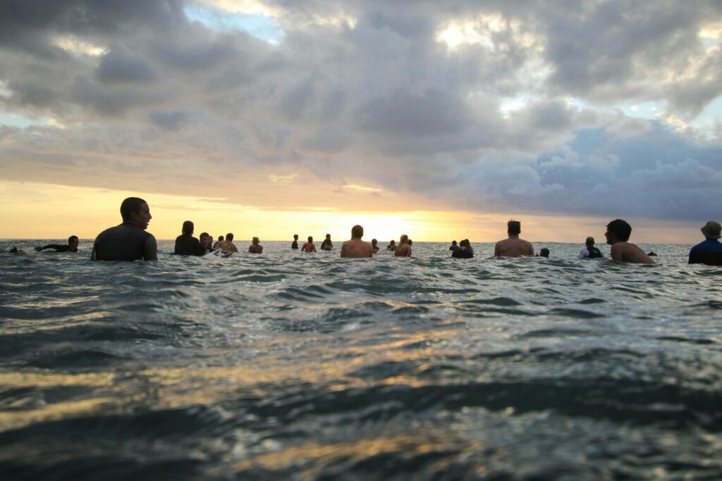 a groupe of surfer in water