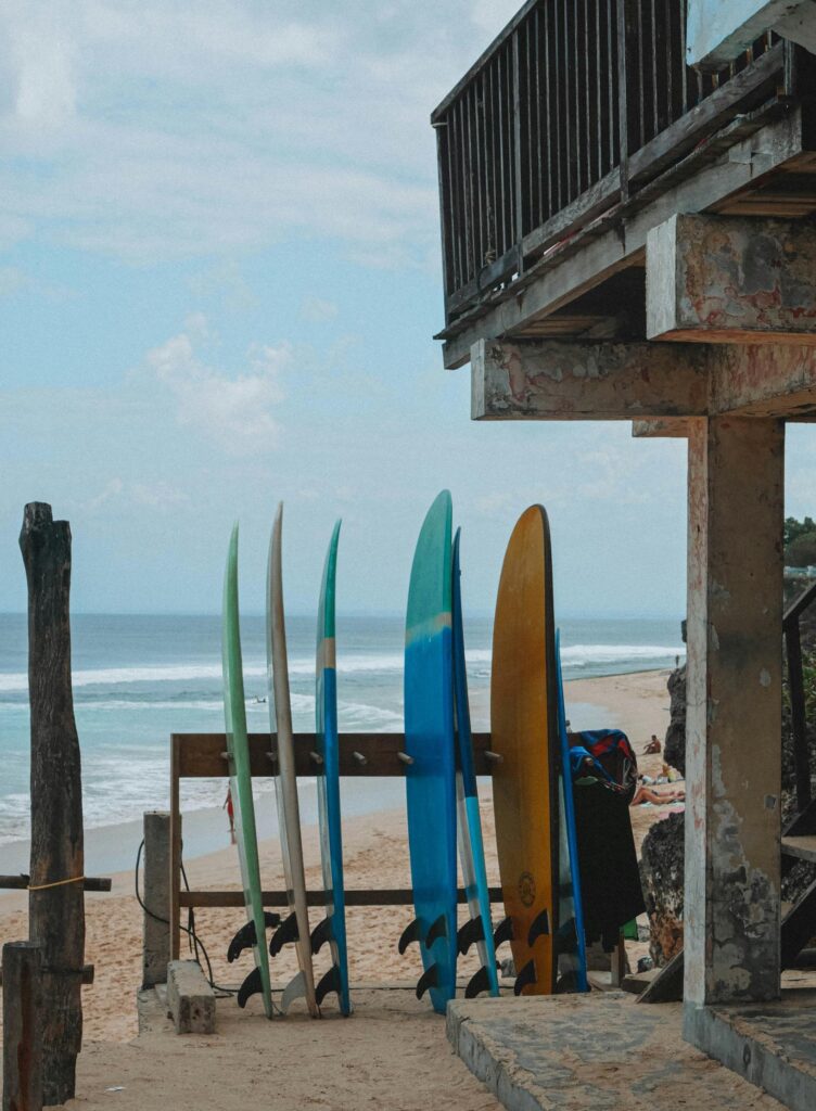 a bunch of surfboards