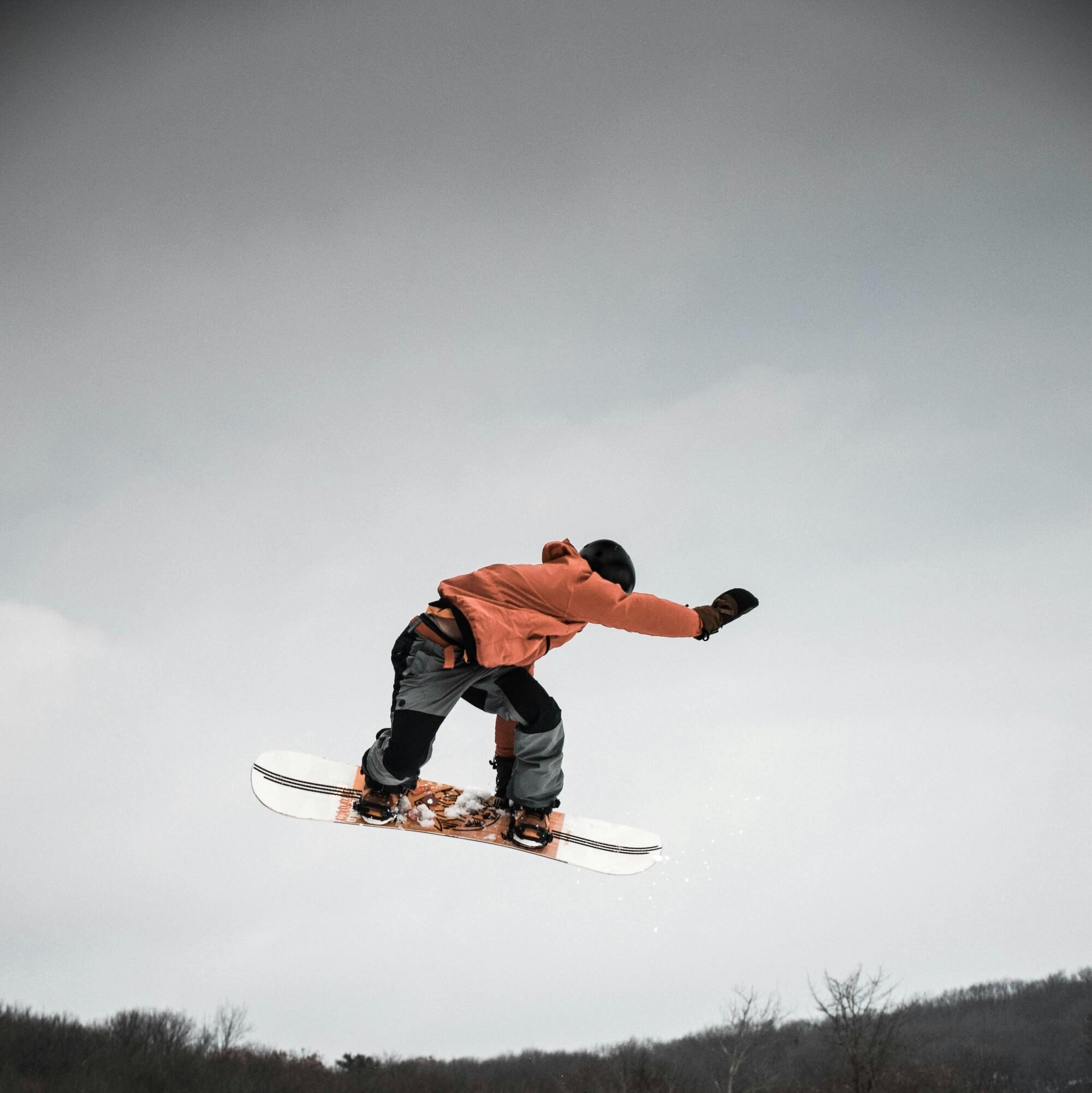 a snowboarder in action