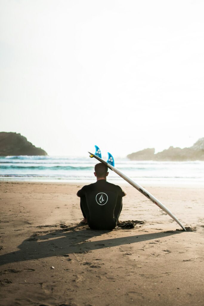 a guy getting ready to surf