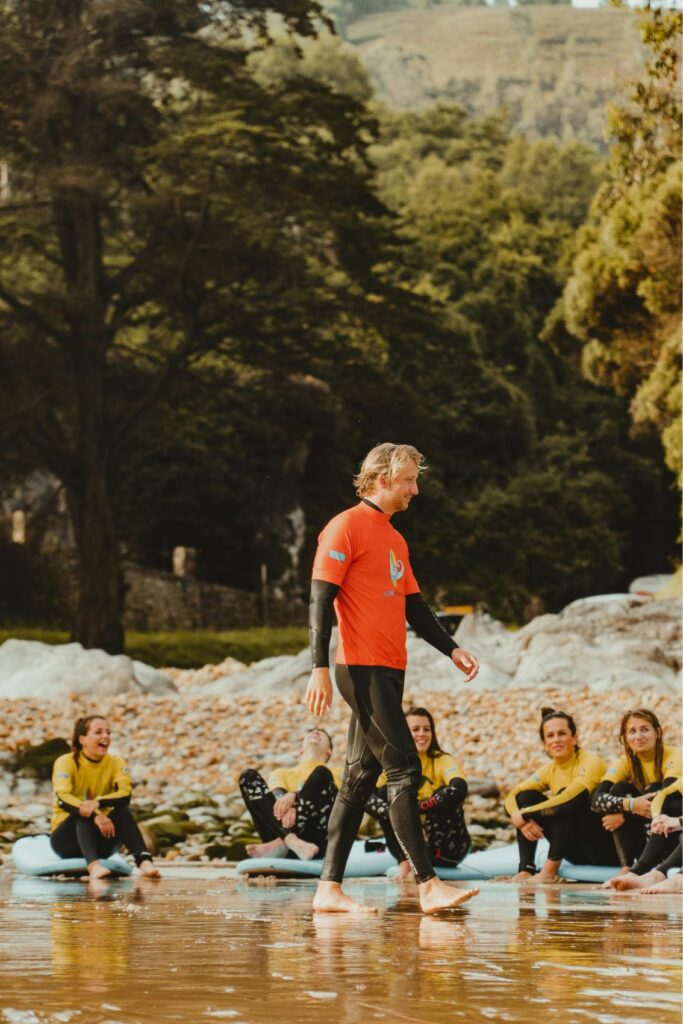 a surf learning session