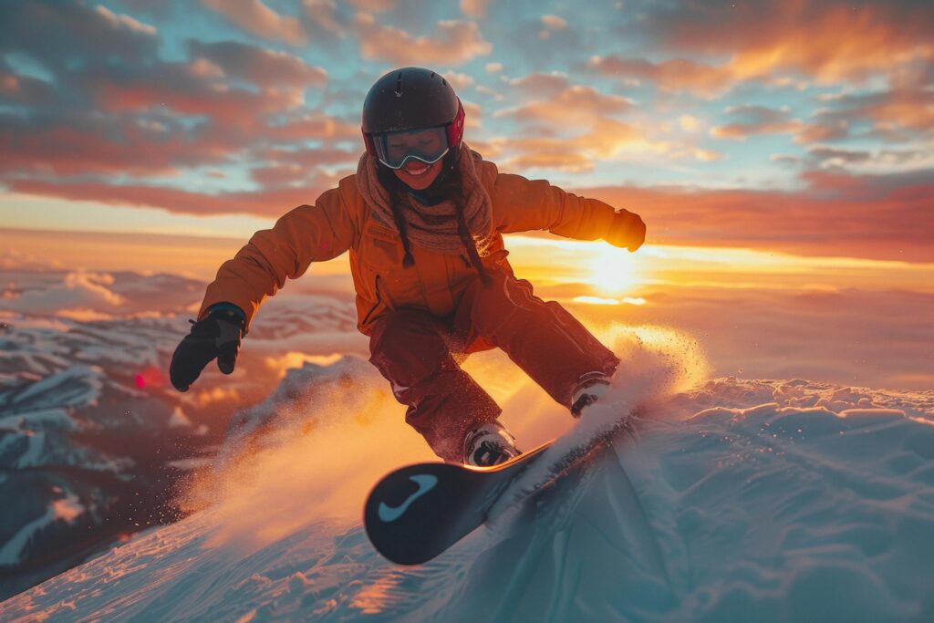 snowboarding on the snow