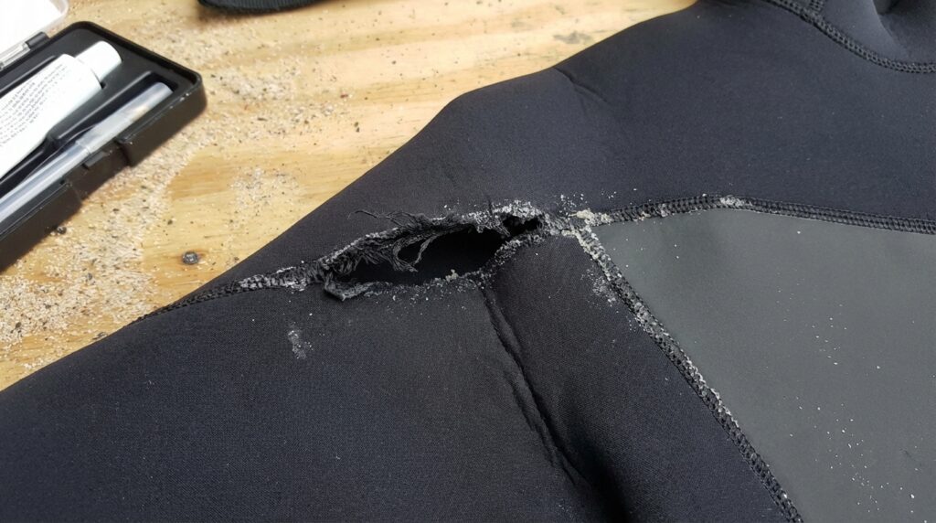 repairing a wetsuit